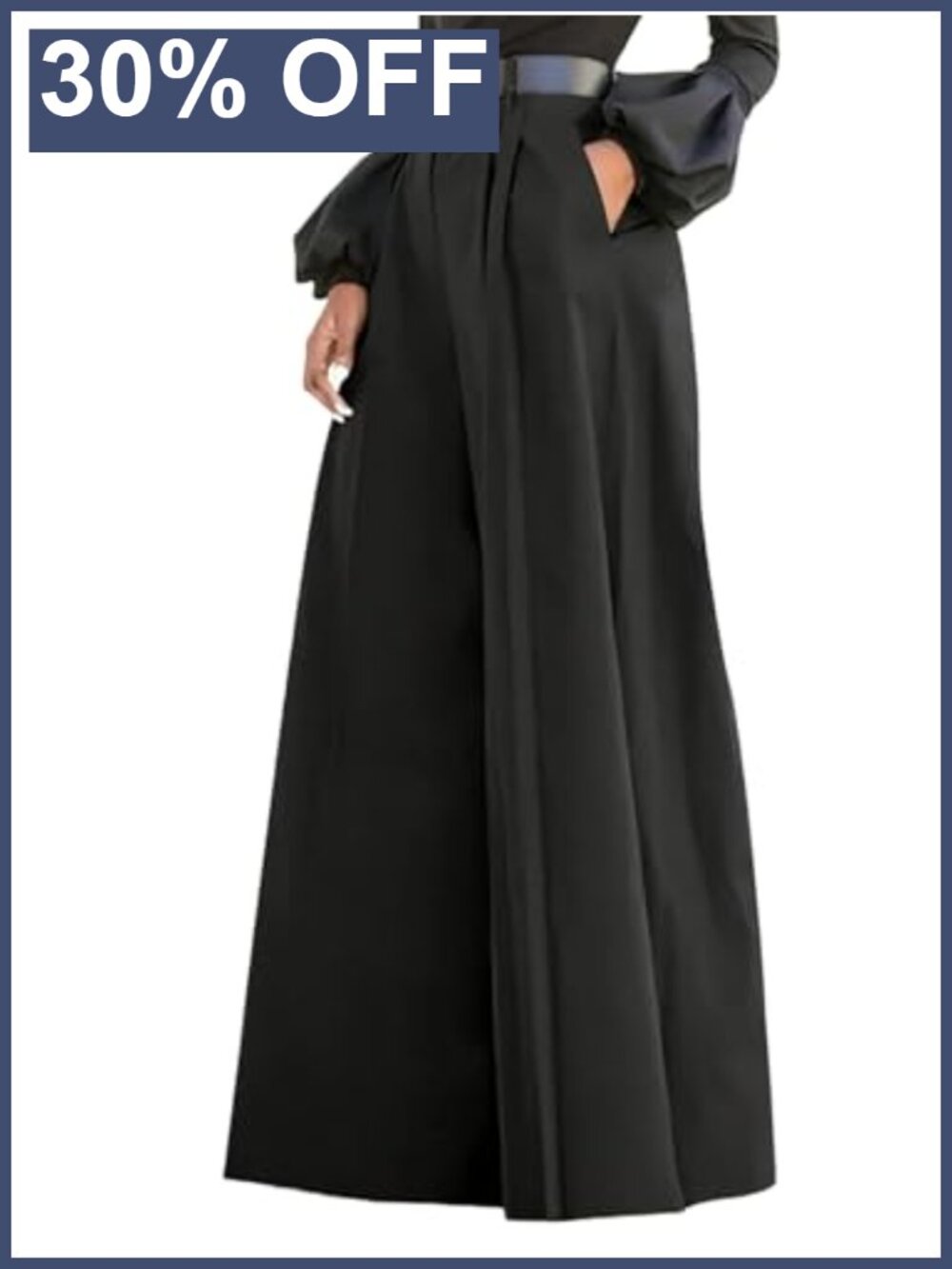 OYOANGLE Women's Wide Leg Dress Pants High Waist Pleated Baggy Trousers with